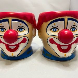 Vintage Ringling Bros and Barnum & Bailey Circus Plastic Clown Mug Cup Set of 2!